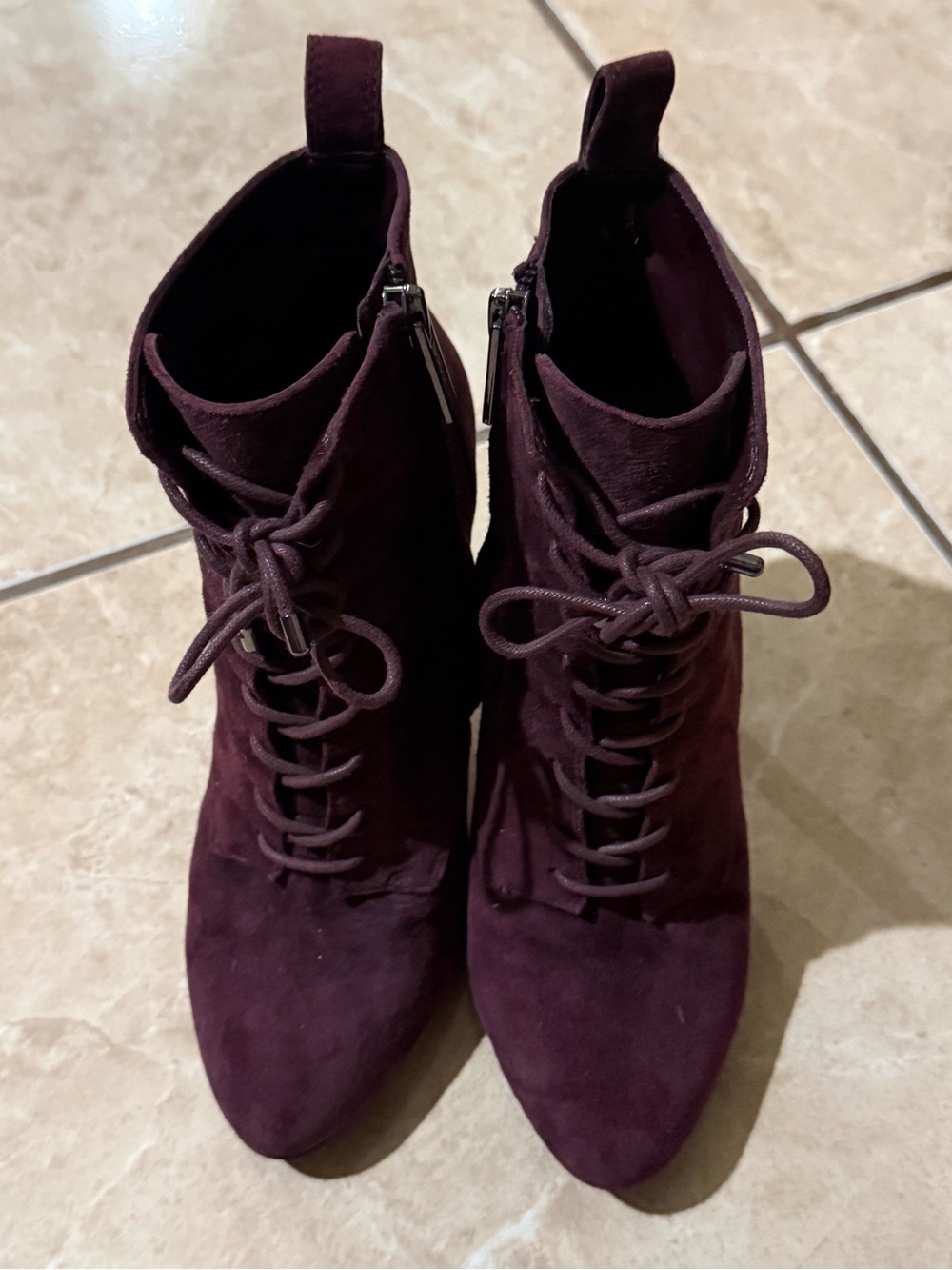 BCBG Lace-Up Suede Ankle Boots - Picture 2 of 8